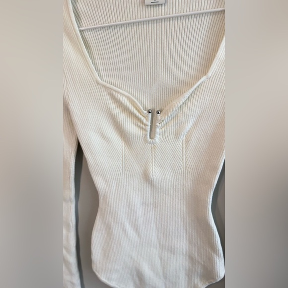 Abercrombie Long-Sleeve Hardware Detail Off White Bodysuit Size Small 1812 - Picture 4 of 8